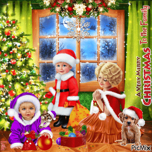 A Very Merry Christmas to the Family - Darmowy animowany GIF