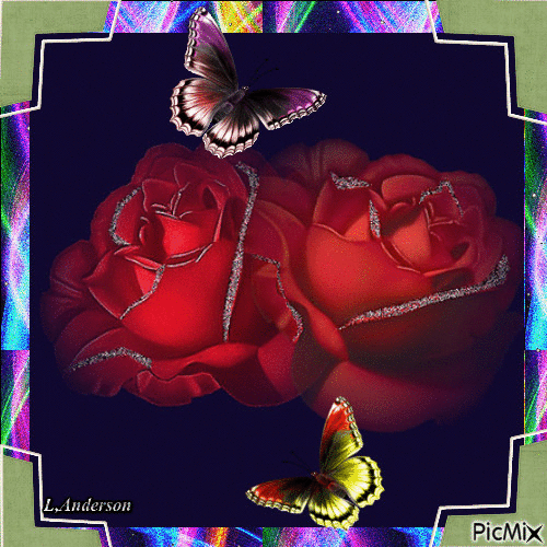 Butterfly & Rose - Gratis geanimeerde GIF