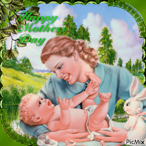 Muttertag - grüner Hintergrund - Gratis animeret GIF