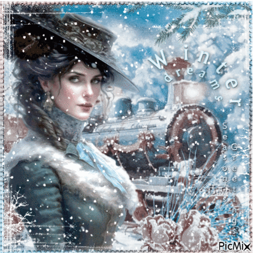 Vintage Woman Winter Train - 無料のアニメーション GIF