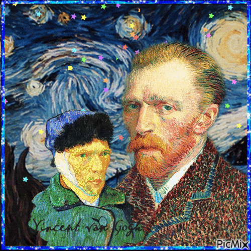 Stellar rain with Van Gogh - Бесплатный анимированный гифка