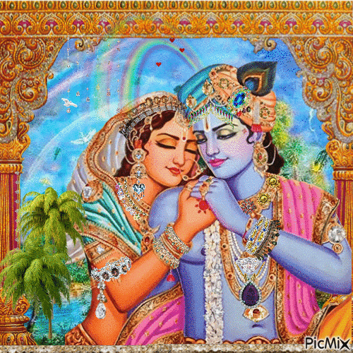 Radha & Lord Krishna Love - Бесплатный анимированный гифка