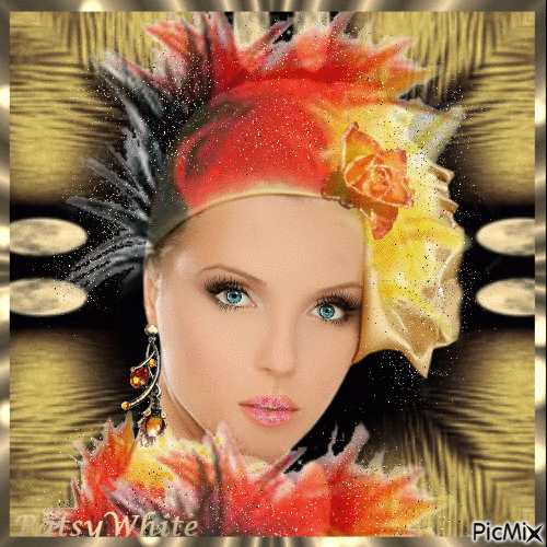 Lady whith a colorful hat - GIF animasi gratis