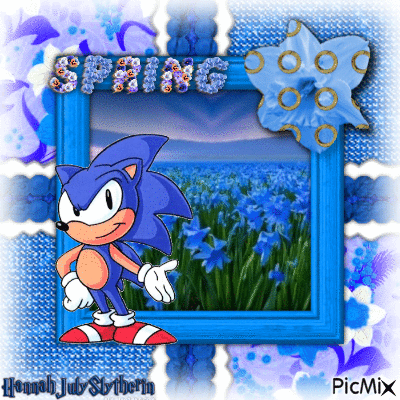 [Classic Sonic in Springtime] - Free animated GIF