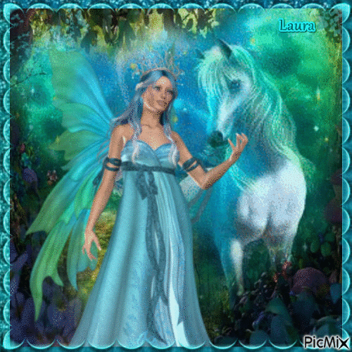 La fée et la licorne - Ilmainen animoitu GIF