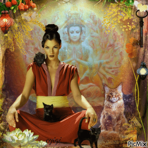 fantasy art...cat méditation - Besplatni animirani GIF
