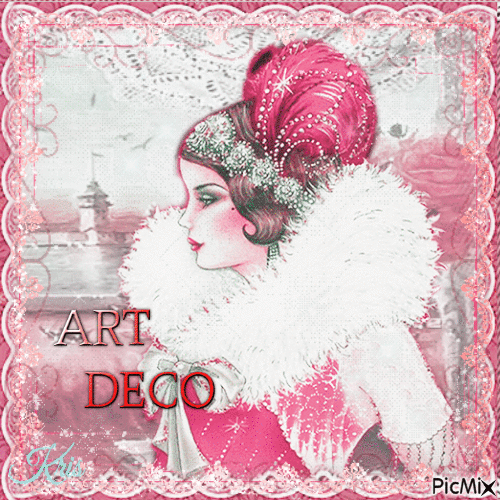 Art Deco-Ton Rose - GIF animé gratuit