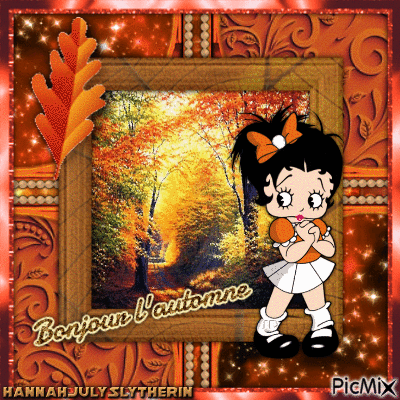 {♣}Betty Boop in Autumn{♣} - Gratis animeret GIF