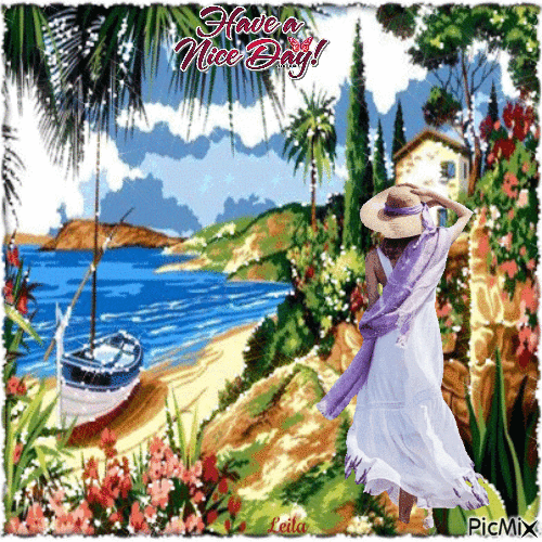 Have a nice day. View. Summer. Woman - GIF animado grátis