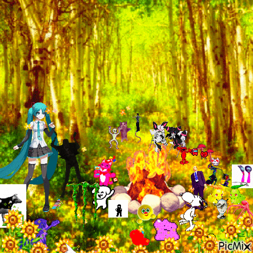 Me and All my Friends Dancing Together in Albert's Forest - GIF animé gratuit