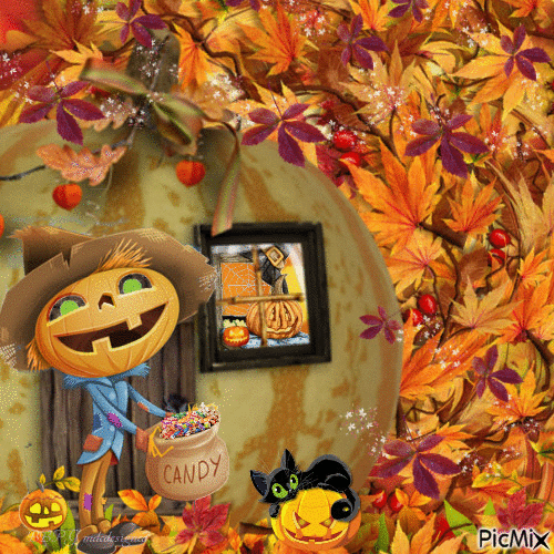 autumn halloween - Gratis animerad GIF