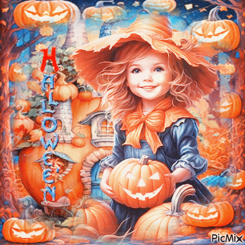 Halloween sweet girl children - Nemokamas animacinis gif