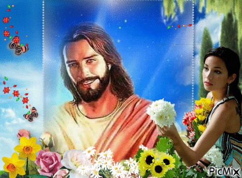 jesus  and woman - GIF animé gratuit