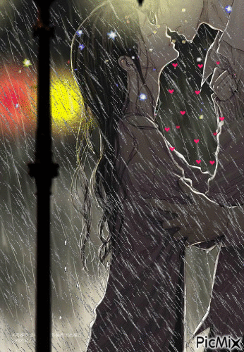 Un baiser sous la pluie - Animovaný GIF zadarmo