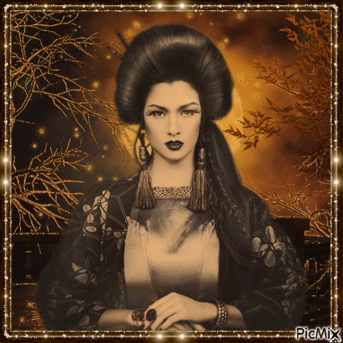 Geisha in dunklen gotischen Tönen - Besplatni animirani GIF