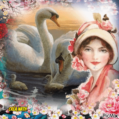 Dame et cygne, concours - Free animated GIF