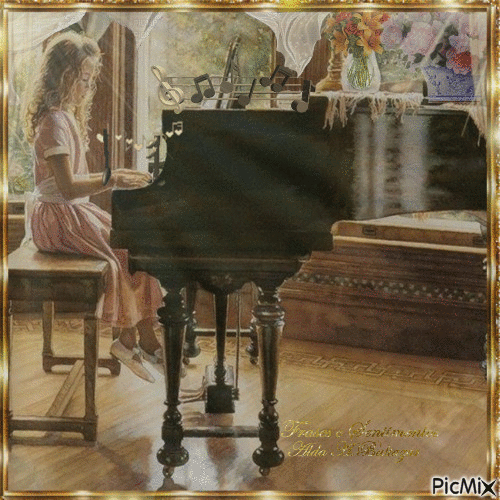 A Menina e o piano - Free animated GIF