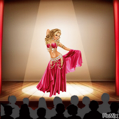 Color changing belly dancer and audience - GIF animé gratuit