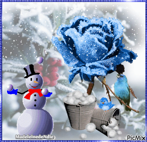 le bonhomme de neige s'amuse - GIF animé gratuit