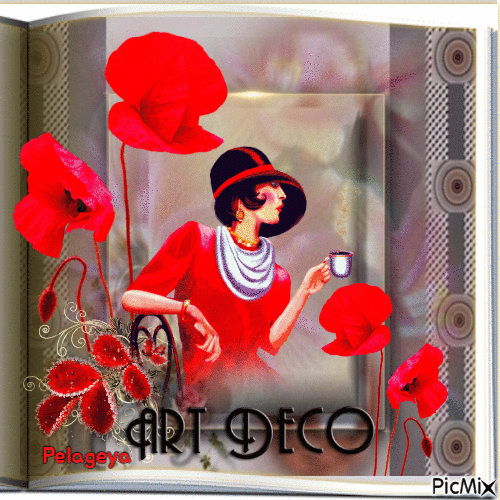Art Déco coquelicots rouges - GIF animado grátis