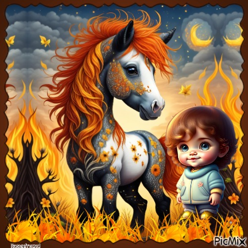 Kleiner Junge und sein Pferd - ücretsiz png