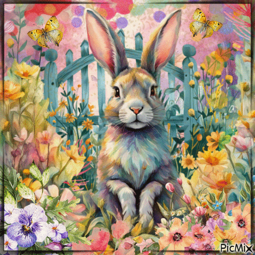 Watercolor rabbit - Ilmainen animoitu GIF