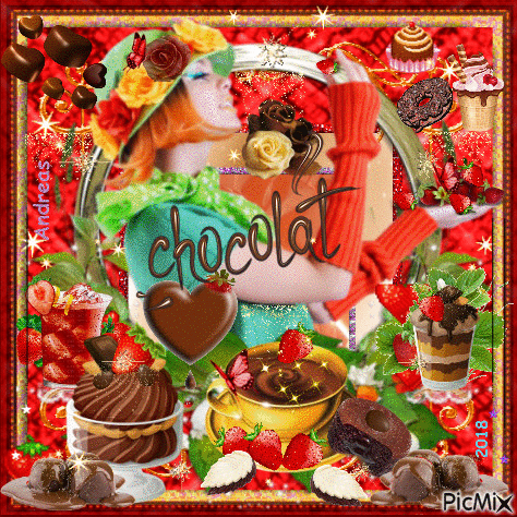 Chocolat, fraises et framboises... - GIF animé gratuit