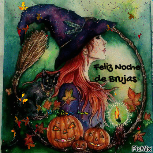 feliz noche de brujas-va de brujas-juany - Бесплатный анимированный гифка