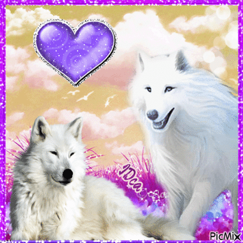 Le couple de loups blancs - 免费动画 GIF