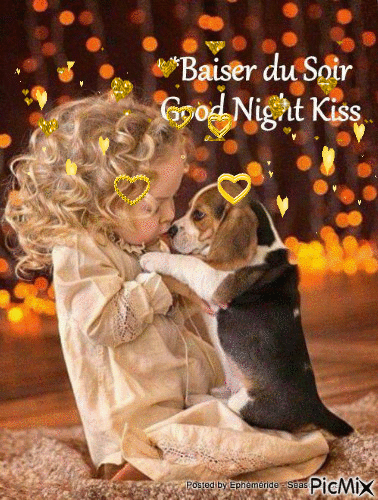 Baiser du soir Good Night Kiss - GIF animé gratuit