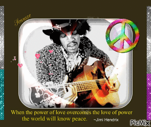 Peace & love - Jimi Hendrix quote - Free animated GIF