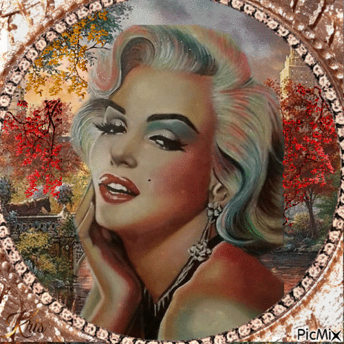 Marilyn Monroe en automne - Бесплатни анимирани ГИФ