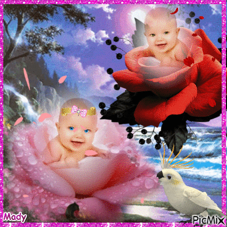 Un enfant dans une rose - Gratis animerad GIF