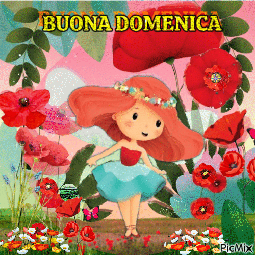 BUONA DOMENICA- Papaveri Rossi - Darmowy animowany GIF