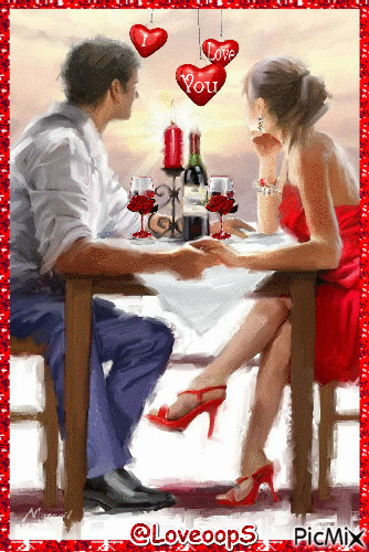 Romantic dinner COUPLE - Безплатен анимиран GIF