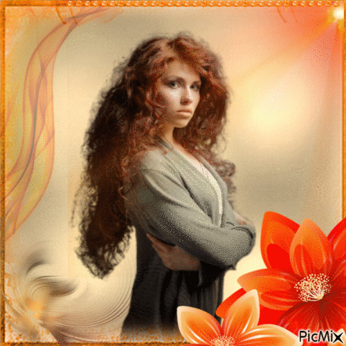 Portrait de la femme rousse - GIF animado gratis