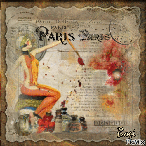 Paris vintage/Post card... - Gratis animeret GIF