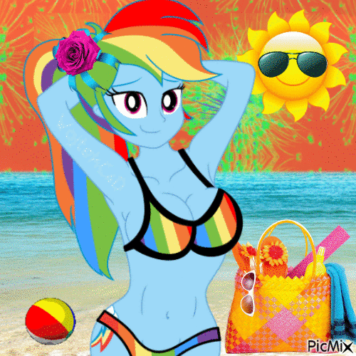 Rainbow Dash Summer - GIF animado gratis