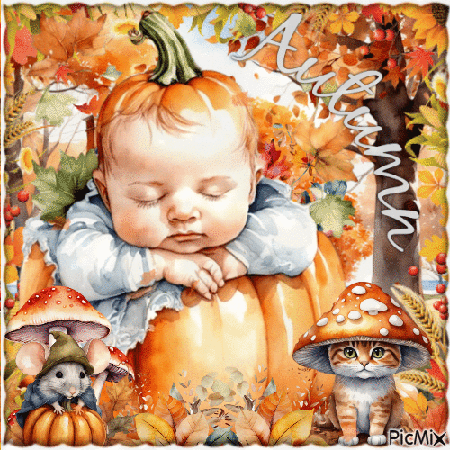 Watercolor - Autumn - Baby - Безплатен анимиран GIF