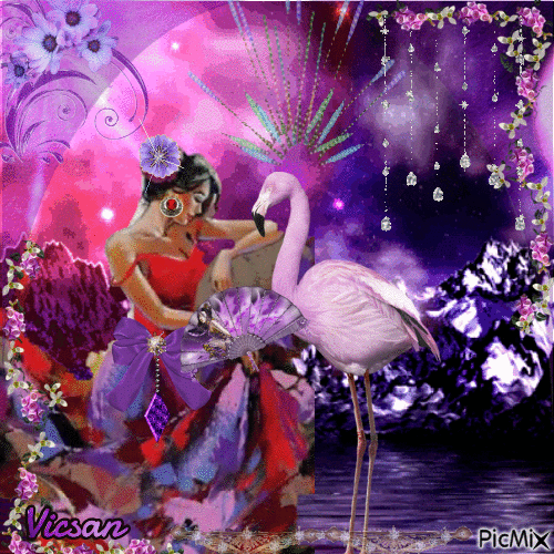 Próxima competencia  Flamingo y bailarina - GIF animado grátis