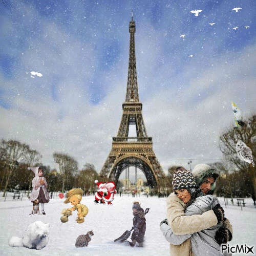 Paris Mùa Đông - Animovaný GIF zadarmo