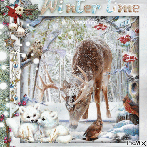 Winter animals - Бесплатный анимированный гифка