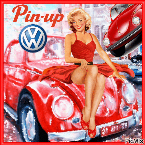 Volkswagen cox et pin up - GIF animasi gratis