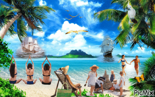 Vacaciones junto al mar - GIF animate gratis