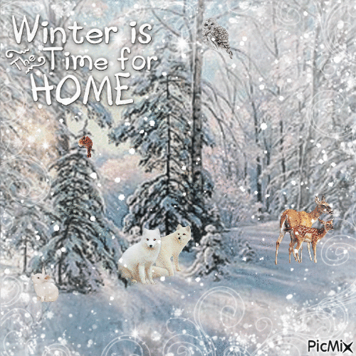 Winter Forest Animals - Ingyenes animált GIF