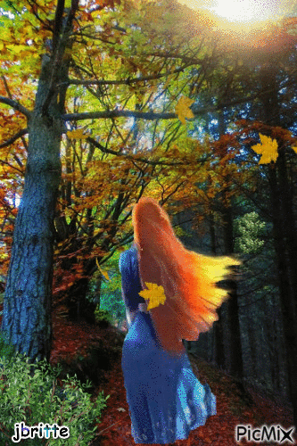 femme automne - 免费动画 GIF