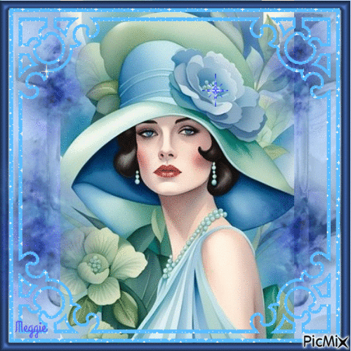 woman in blue - Δωρεάν κινούμενο GIF