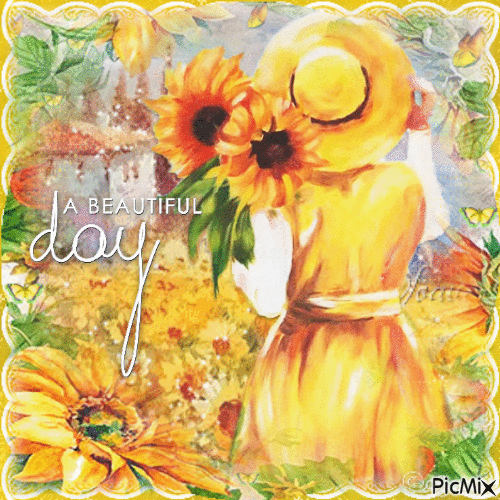 Sunflowers woman - Besplatni animirani GIF