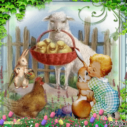 Easter-animals - GIF animado gratis