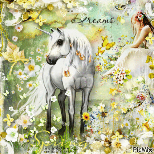Spring Fantasy Fairy and Unicorn